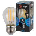 Лампа светодиодная филаментная Эра E27 5W 4000K прозрачный F-LED Р45-5W-840-E27