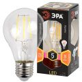 Лампа светодиодная филаментная Эра E27 5W 2700K груша прозрачная F-LED A60-5W-827-E27