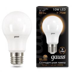  Gauss Лампа светодиодная E27 10W 3000K матовая 102502110