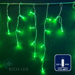 Гирлянда Rich LED Бахрома 3*0.5 м, колпачок, ЗЕЛЕНЫЙ, прозрачный провод
