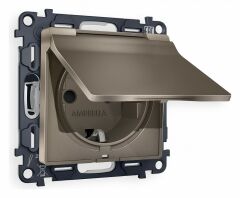 Розетка с заземлением и со шторкой, без рамки с крышкой Ambrella Volt Quant MA638010