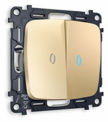 Выключатель двухклавишный с подсветкой без рамки Ambrella Volt Quant MO604020