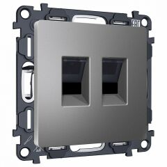 Розетка двойная Ethernet RJ-45 и со шторками, без рамки Ambrella Volt ALFA MA662110