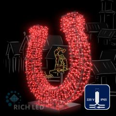 Гирлянда Rich LED 10 м, 220В, колпачок, КРАСНЫЙ, белый провод