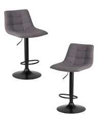 Набор 2 шт Стул барный Dobrin TAILOR BLACK, серая ткань (188-55)