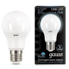  Gauss Лампа светодиодная LED A60 E27 10W 4100K матовая 102502210