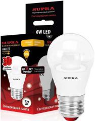 Лампа светодиодная Supra SL-LED-CR-G45-6W/3000/E27