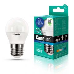 Лампа светодиодная Camelion E27 7W 6500K LED7-G45/865/E27 12647
