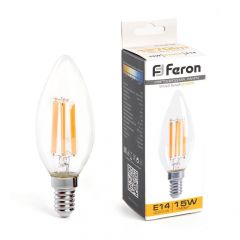 Лампа светодиодная Feron E14 15W 2700K Свеча Матовая 38256