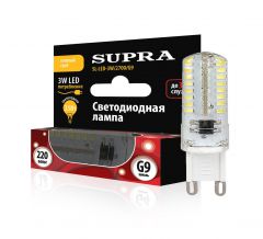 Лампа светодиодная Supra SL-LED-3W/2700/G9 капсульная, мощность 3Вт, теплый свет, напряжение 220В, цоколь G9