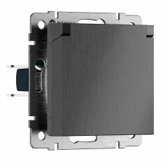  Werkel Розетка влагозащ. с зазем. с защит. крышкой и шторками N (графит рифленый) W1171204