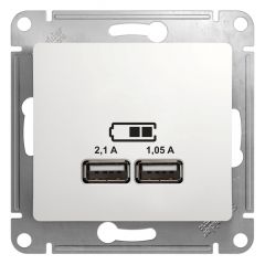  Schneider Electric GLOSSA USB РОЗЕТКА A+A, 5В/2,1 А, 2х5В/1,05 А, механизм, БЕЛЫЙ