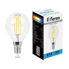 Лампа светодиодная филаментная Feron E14 11W 6400K прозрачная LB-511 38225