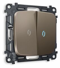 Выключатель проходной двухклавишный с подсветкой без рамки Ambrella Volt Quant MO634040