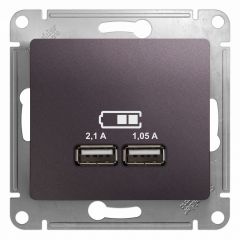  Schneider Electric GLOSSA USB РОЗЕТКА A+A, 5В/2,1 А, 2х5В/1,05 А, механизм, СИРЕНЕВЫЙ ТУМАН