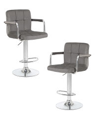 Набор 2 шт Стул барный Dobrin KRUGER ARM, серый велюр (MJ9-75)