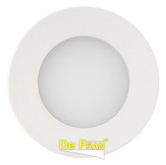Точечный светильник De Fran FT 906 LED W светодиодный неповоротный, тонкий, с ПРА и LED белый, матовое стекло, спектр белый 4000К LED 1 x 6 вт