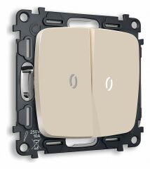 Выключатель проходной двухклавишный с подсветкой без рамки Ambrella Volt Quant MO324035