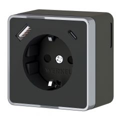 Werkel Розетка с заземлением, шторками и USB тип A+C Gallant (чёрный хром) W5071735
