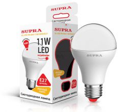 Лампа светодиодная Supra SL-LED-PR-A60-11W/3000/E27 Шар-класика, мощность 11 Вт, теплый свет, цоколь Е27