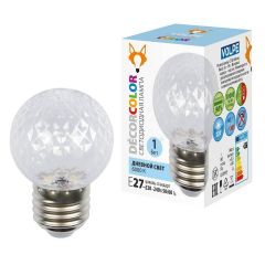  Volpe Лампа светодиодная E27 1W 6000K прозрачная LED-D45-1W/6000K/E27/CL/С PINEAPPLE UL-00010065