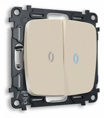 Выключатель двухклавишный с подсветкой без рамки Ambrella Volt Quant MO324020