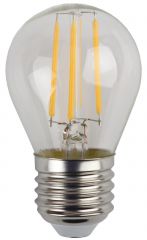 Лампа светодиодная филаментная Эра E27 5W 4000K прозрачная F-LED P45-5W-840-E27