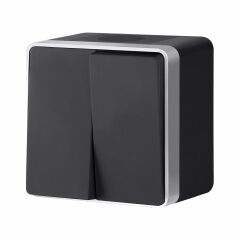  Werkel Выключатель двухклавишный влагозащищенный Gallant черный с серебром W5020234 W5020234