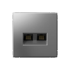  Systeme Electric ARTGALLERY РОЗЕТКА двойная компьютерная RJ45+RJ45, кат.6А, механизм, СТАЛЬ
