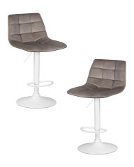 Набор 2 шт Стул барный Dobrin TAILOR WHITE, серый велюр (MJ9-75)