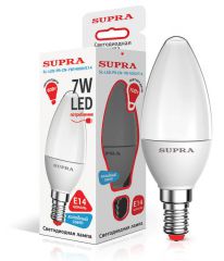 Лампа светодиодная Supra SL-LED-PR-CN-7W/4000/E14 Свеча, мощность 7 Вт, холодный свет, цоколь Е14