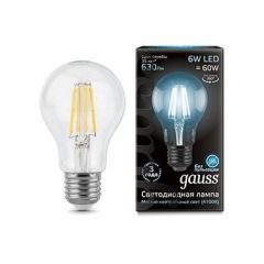  Gauss Лампа светодиодная филаментная E27 6W 4100К прозрачная 1/10/50 102802206