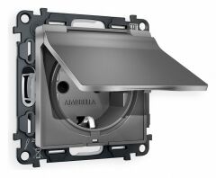 Розетка с заземлением и со шторкой, без рамки с крышкой Ambrella Volt Quant MA658010