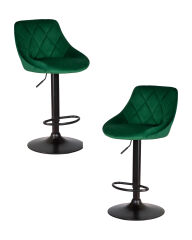 Набор 2 шт Стул барный Dobrin LOGAN BLACK, зеленый велюр (MJ9-88)