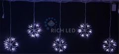 Гирлянда Rich LED Подвески Снежинки 3*0.7 м БЕЛЫЙ, с контрол, соед., белый провод