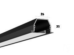  6063 Алюминиевый LED профиль LINE 3525 IN ral9005 LT70 (с экраном) — 2500мм