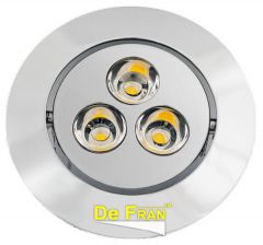 Точечный светильник De Fran FT 903 LED CH светодиодный поворотный, с ПРА и LED хром, спектр теплый белый 3100К LED 3 x 1 вт
