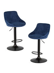 Набор 2 шт Стул барный Dobrin LOGAN BLACK, синий велюр (MJ9-117)