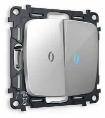 Выключатель двухклавишный с подсветкой без рамки Ambrella Volt Quant MO404020