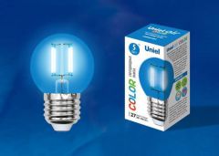 Лампа светодиодная Uniel LED-G45-5W/BLUE/E27 GLA02BL картон