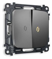 Выключатель проходной двухклавишный с подсветкой без рамки Ambrella Volt Quant MO654030