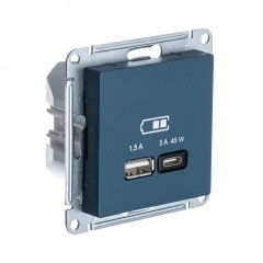  Systeme Electric ATLASDESIGN USB РОЗЕТКА A + тип-C 45Вт высокоскор.заряд. QC,PD, мех., ИЗУМРУД
