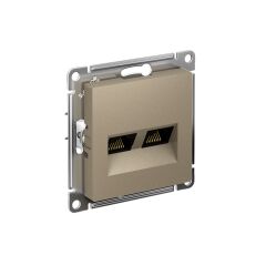  Systeme Electric ATLASDESIGN РОЗЕТКА двойная компьютерная RJ45+RJ45, кат.6А, механизм, ШАМПАНЬ