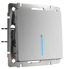  Werkel W1110109/ Выключатель одноклавишный с подсветкой (cеребряный рифленый) W1110109