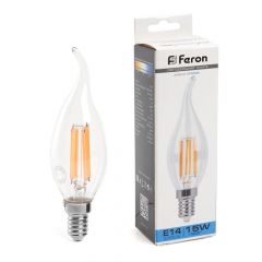 Лампа светодиодная Feron E14 15W 6400K Свеча на ветру Матовая 38264