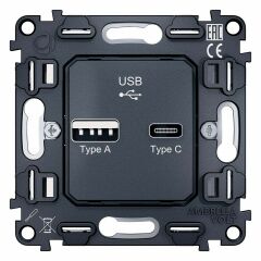 Механизм розетки 2хUSB type A и C Ambrella Volt Quant VM177