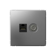  Systeme Electric ARTGALLERY РОЗЕТКА двойная ТВ + компьютерная RJ45, кат. 5Е, СТАЛЬ