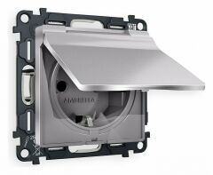 Розетка с заземлением и со шторкой, без рамки с крышкой Ambrella Volt Quant MA508010