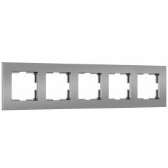  Werkel Рамка на 5 постов Slab (серебро софт) W0052965