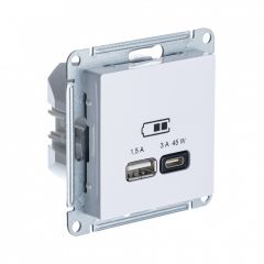  Systeme Electric ATLASDESIGN USB РОЗЕТКА A + тип-C 45Вт высокоскор.заряд. QC, PD, механизм, БЕЛЫЙ